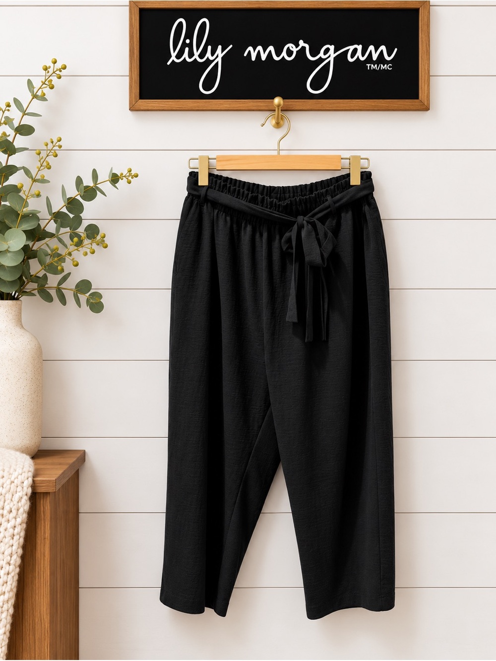 LILY MORGAN Black Wide Leg Pants Size 2X